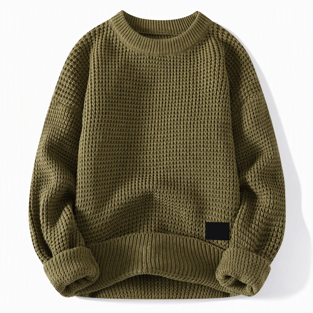 🥳 Herren Strickpullover mit Rundhalsausschnitt Grobstrick Oberteil für Herbst und Winter