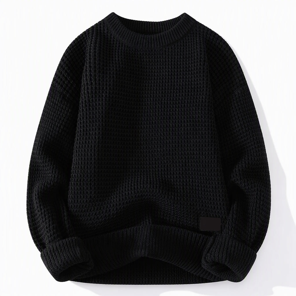 🥳 Herren Strickpullover mit Rundhalsausschnitt Grobstrick Oberteil für Herbst und Winter