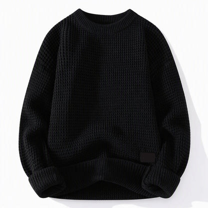 🥳 Herren Strickpullover mit Rundhalsausschnitt Grobstrick Oberteil für Herbst und Winter