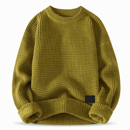 🥳 Herren Strickpullover mit Rundhalsausschnitt Grobstrick Oberteil für Herbst und Winter