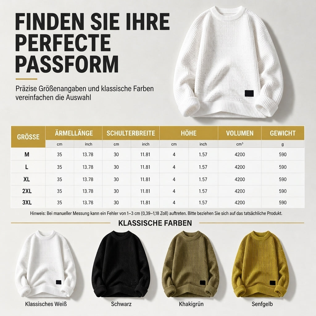🥳 Herren Strickpullover mit Rundhalsausschnitt Grobstrick Oberteil für Herbst und Winter