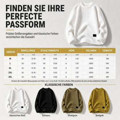 🥳 Herren Strickpullover mit Rundhalsausschnitt Grobstrick Oberteil für Herbst und Winter