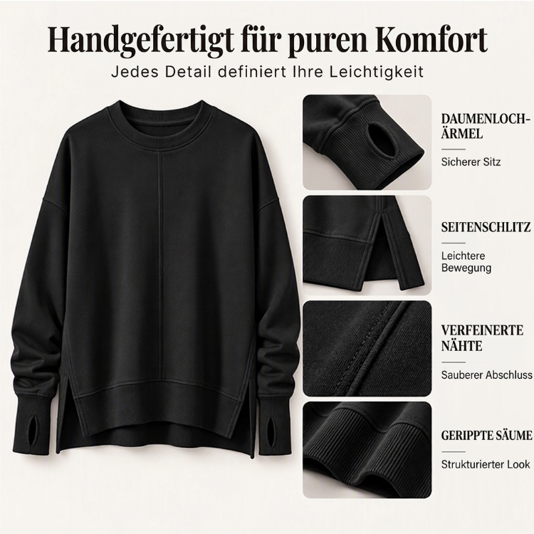 📢🎉50%Rabatt!!!🛍️✨Damen Lockere Rundhalsausschnitt Sweatshirt mit Seitenschlitz