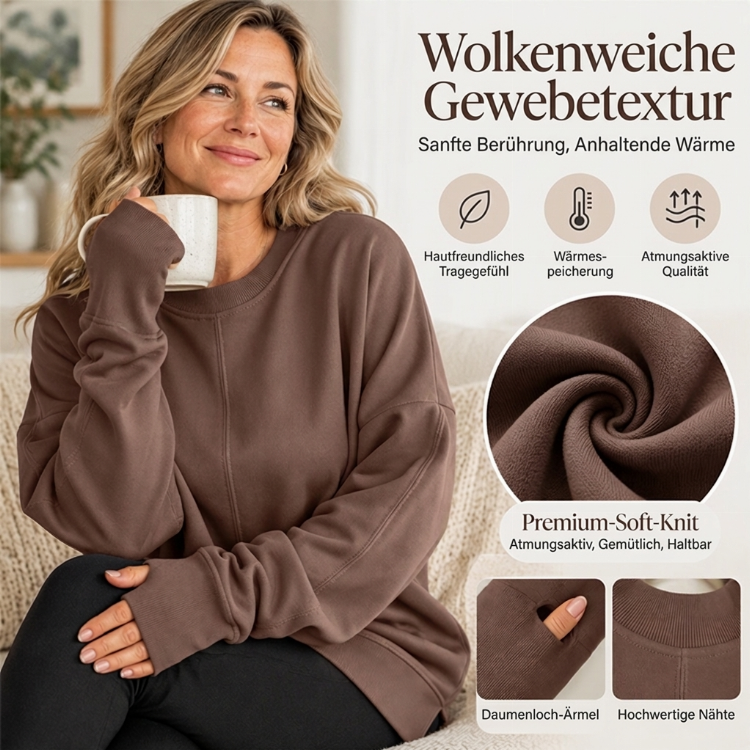 📢🎉50%Rabatt!!!🛍️✨Damen Lockere Rundhalsausschnitt Sweatshirt mit Seitenschlitz