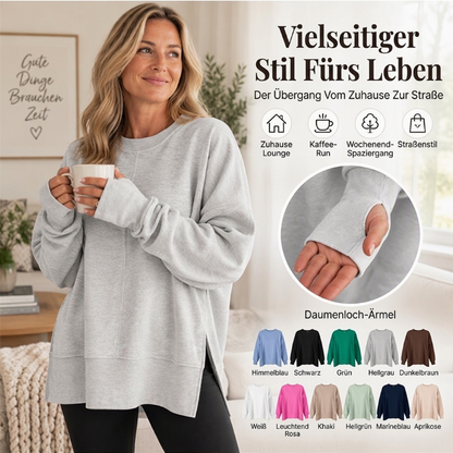 📢🎉50%Rabatt!!!🛍️✨Damen Lockere Rundhalsausschnitt Sweatshirt mit Seitenschlitz