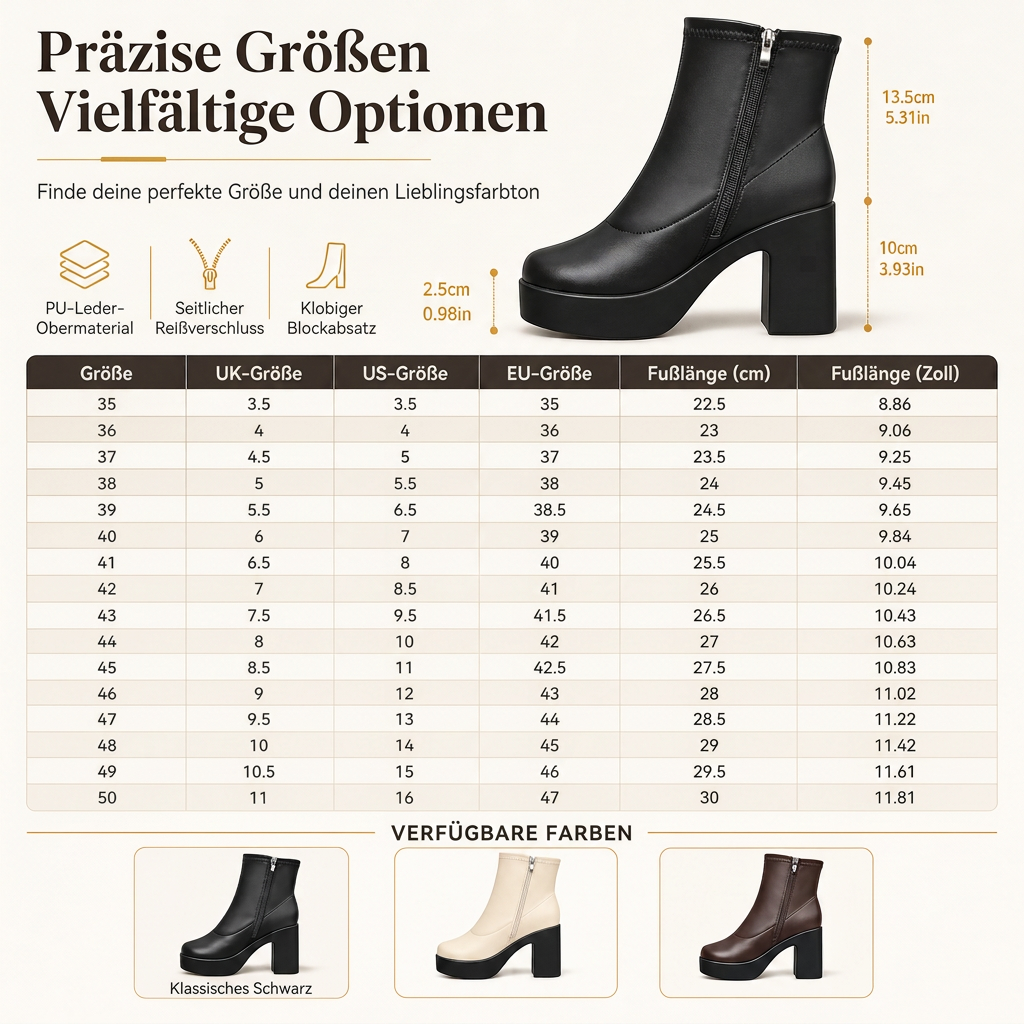 🎁Neu eingetroffen!🎁 Damen Plateau-Stiefeletten mit klobigem Absatz für Herbst und Winter