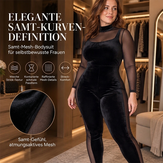 🥳Jetzt kaufen!🥳 Damen Throughsicht Samt Netz Enganliegender Jumpsuit